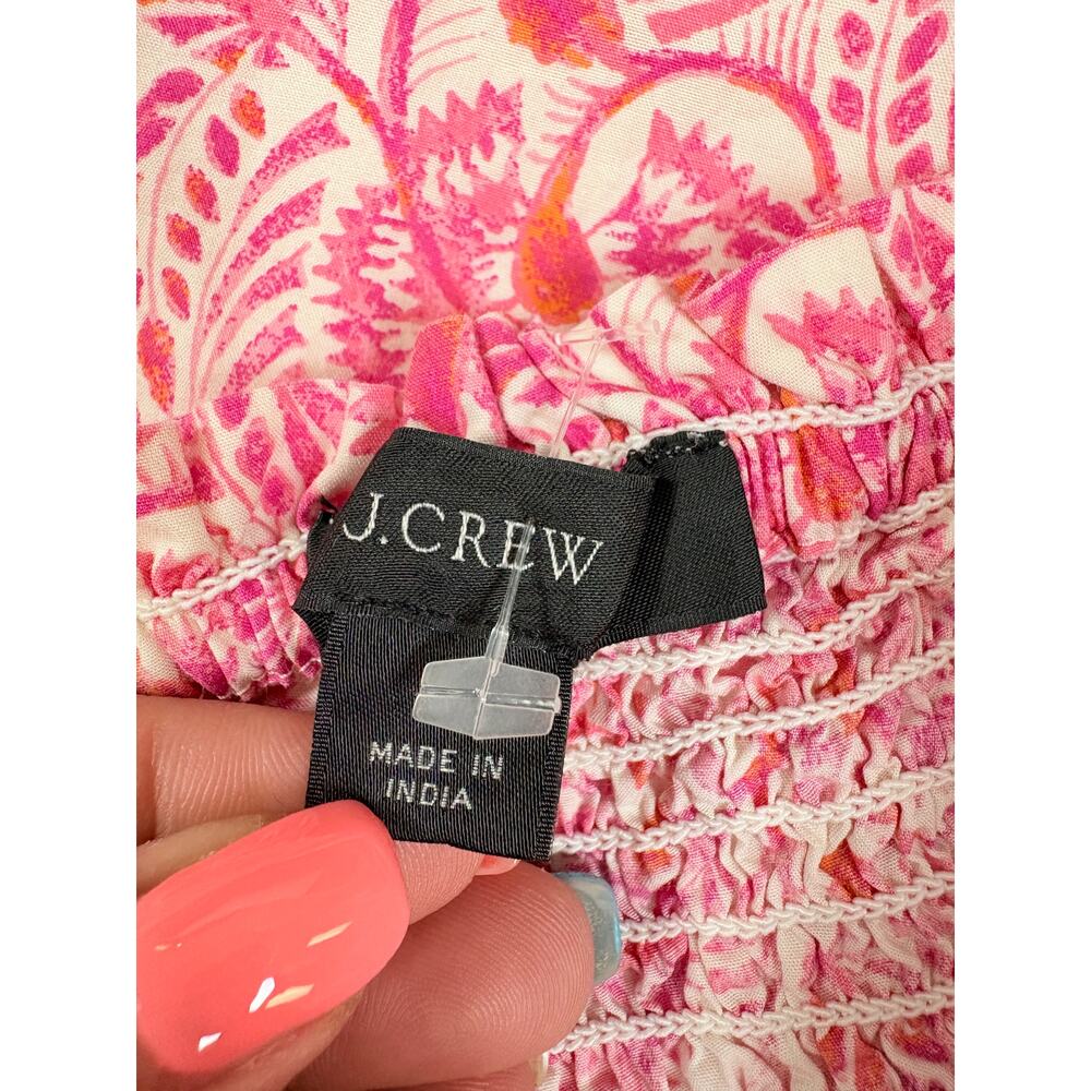 J.Crew New Pink Floral Smocked Mini Dress Puff Sleeve Cotton Coastal Romantic S - Picture 5 of 16
